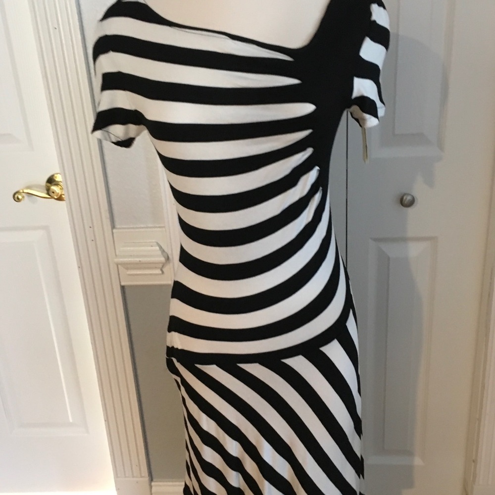 New ECI New York Women  Black/White stripe dress M